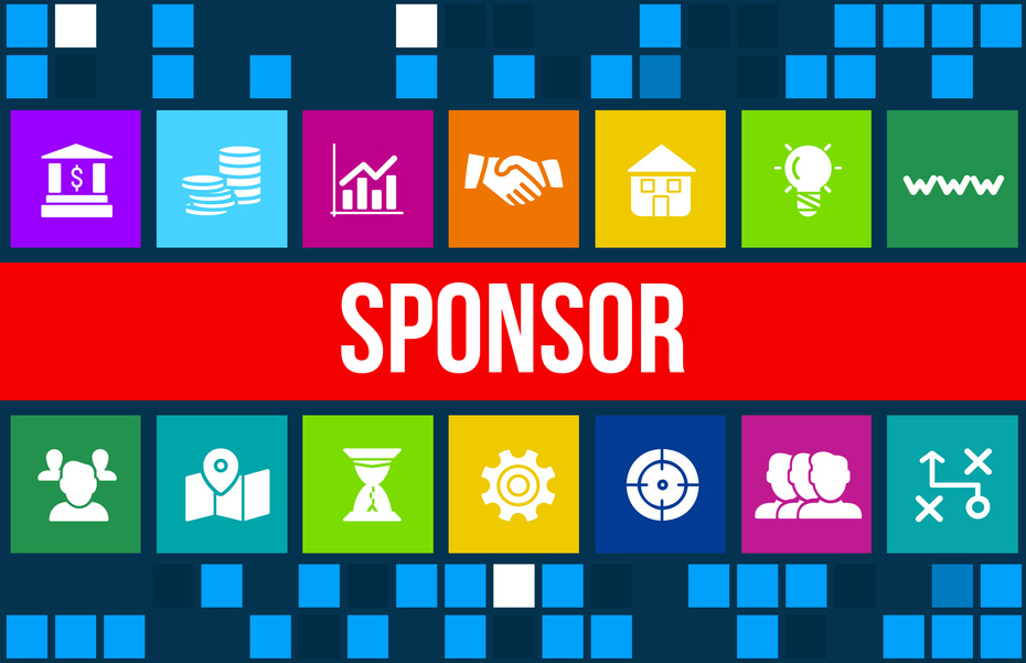 Sponsor  concept image with business icons and copyspace.